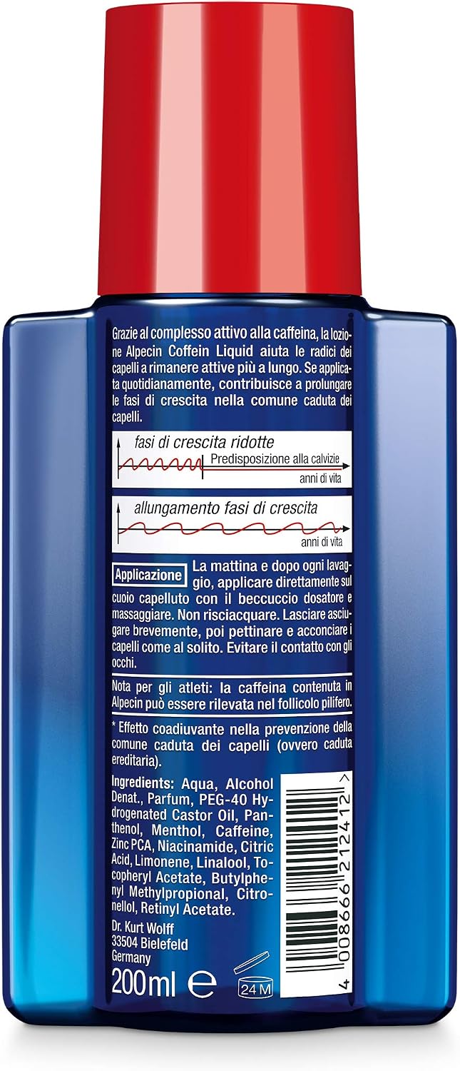 Alpecin hair energizer tonic bottle showing volume and branding details