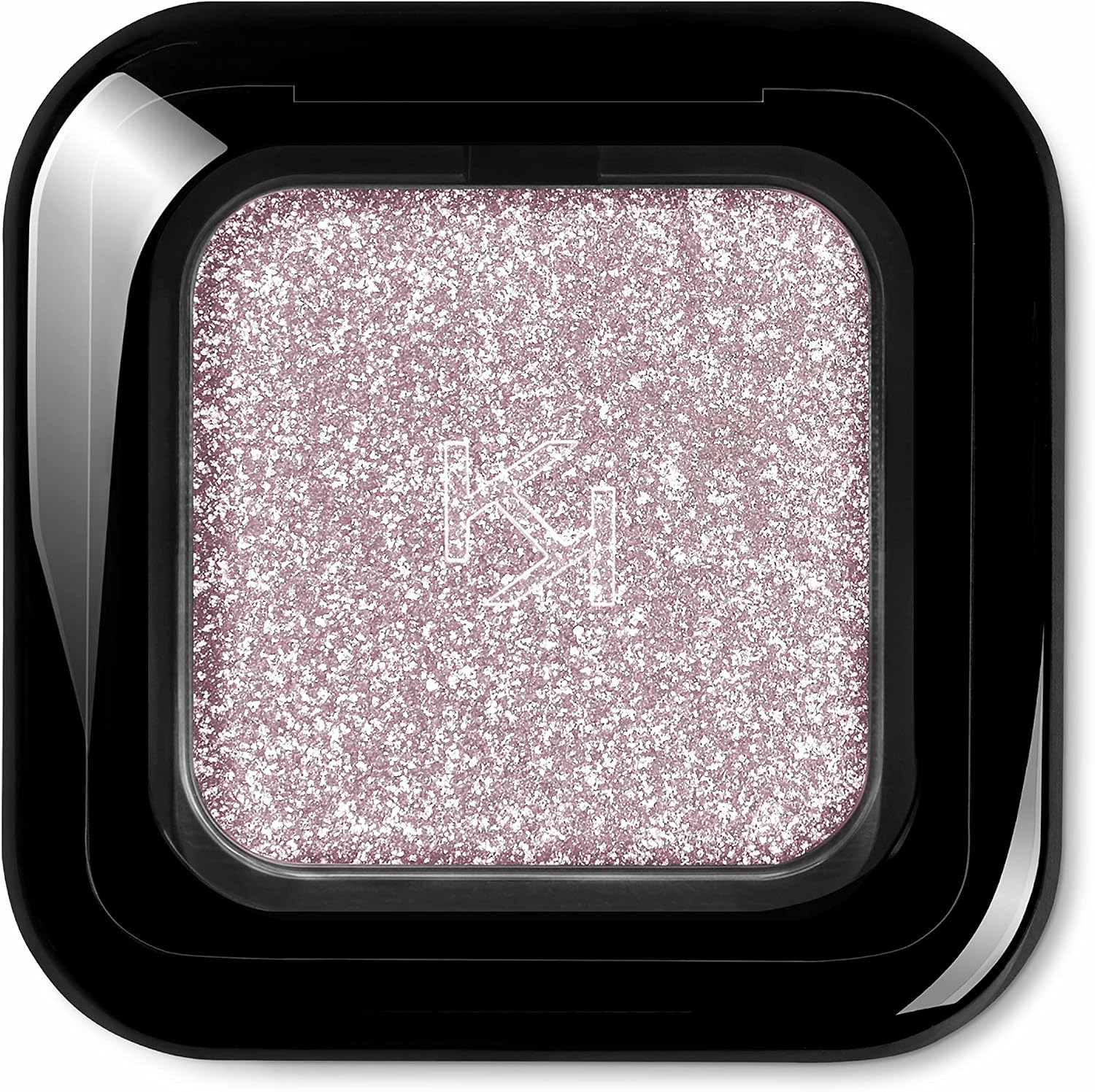 Kiko Milano Glitter Shower Eyeshadow front view showing the glossy black square compact.