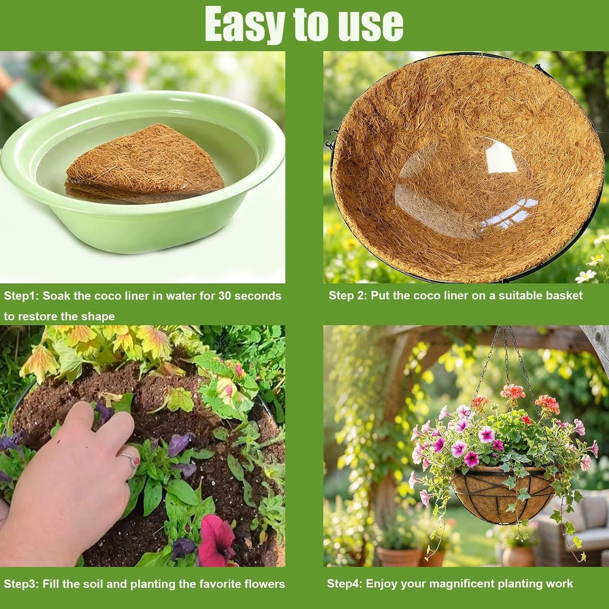 Karlliu coconut fiber liner placed inside wire basket