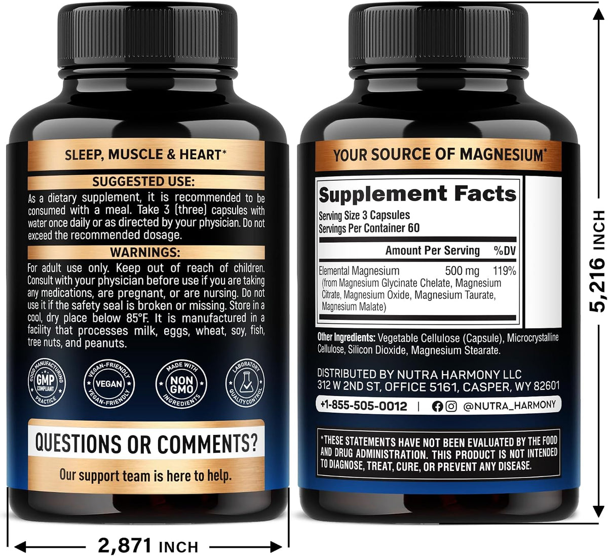 Nutraharmony Men Multivitamin 90 capsules bottle back label supplement facts