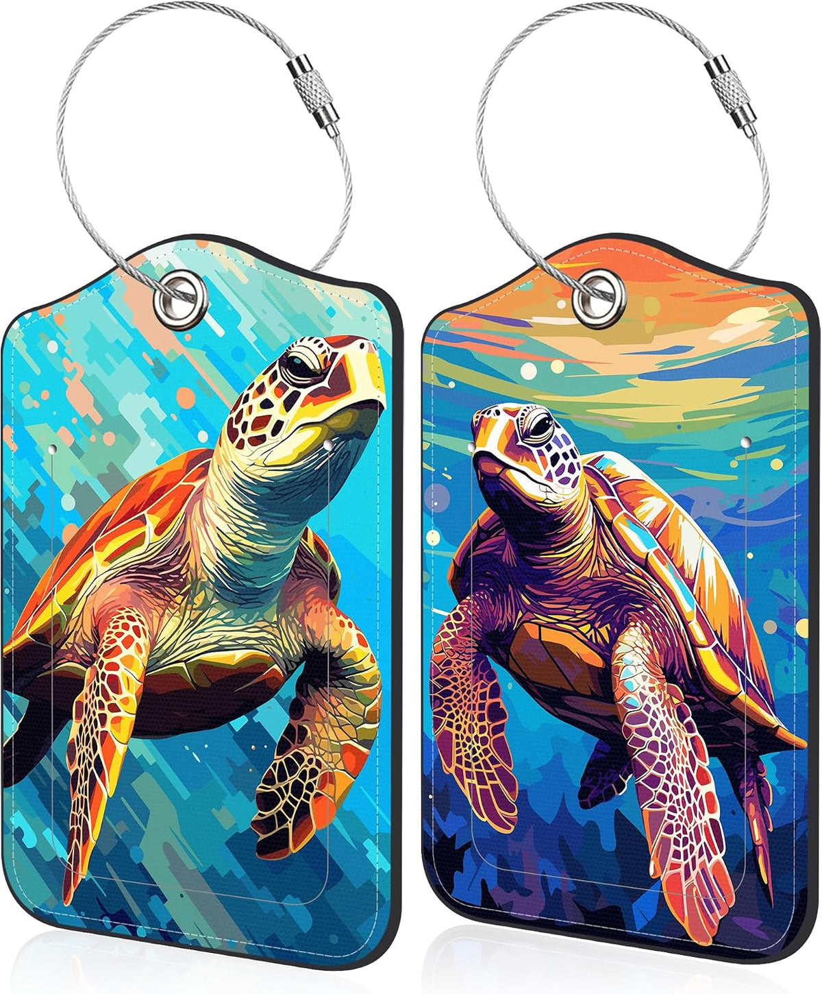 Set of two decorative suitcase labels for men and women travel