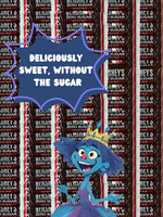 Individually wrapped zero sugar dark chocolate bite size pieces scattered on a kitchen counter.