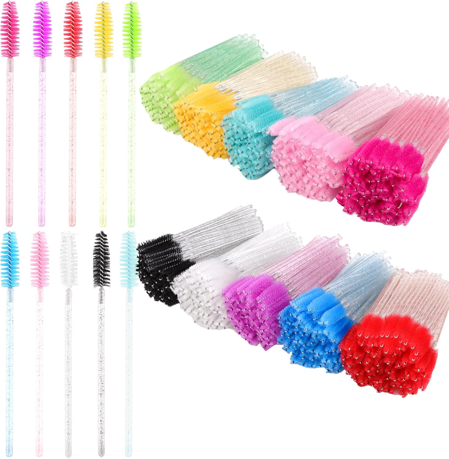 Exacoo 500 pieces disposable eyebrow and lash spoolie set front view