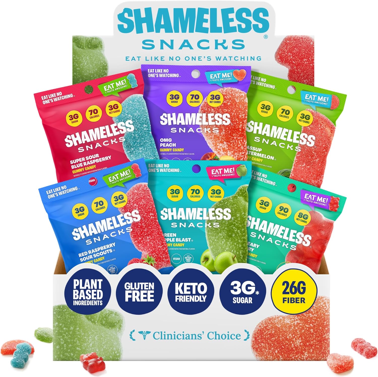 Shameless Snacks Sour Candy variety pack front view buy healthy low sugar gummies online