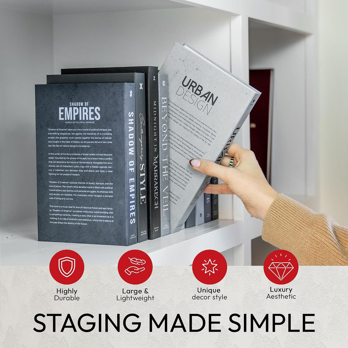 Redesigned Basics Black Decorative Books on coffee table