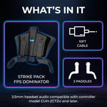 Ergonomic grip and paddle placement of Strike Pack adapter