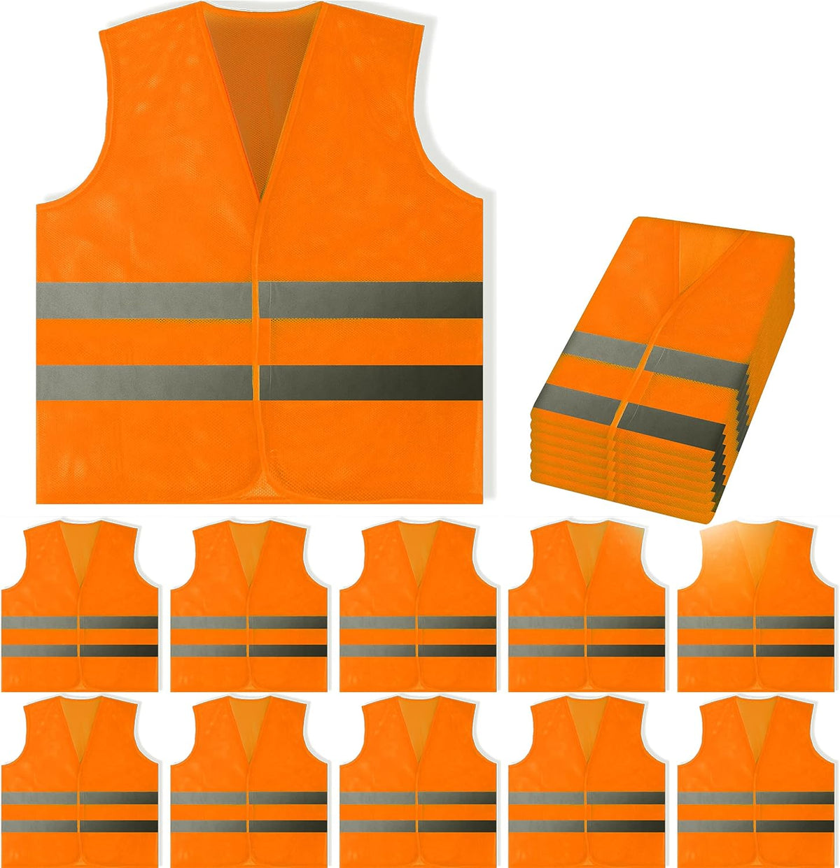 20 Pack, Yellow Reflective High Visibility Safety Vest, Hi Vis Silver Strip, Men Women, Work, Cycling, Runner, Construction (Mesh, 20)... - Image 11