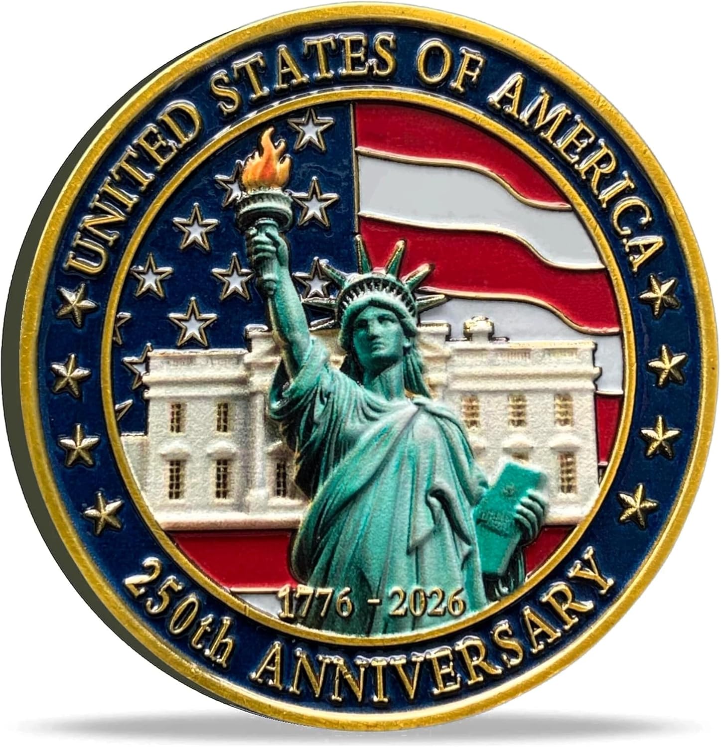 Generic US 250th Anniversary Military Challenge Coin front view showcasing detailed patriotic eagle design.