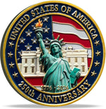 Generic US 250th Anniversary Military Challenge Coin front view showcasing detailed patriotic eagle design.