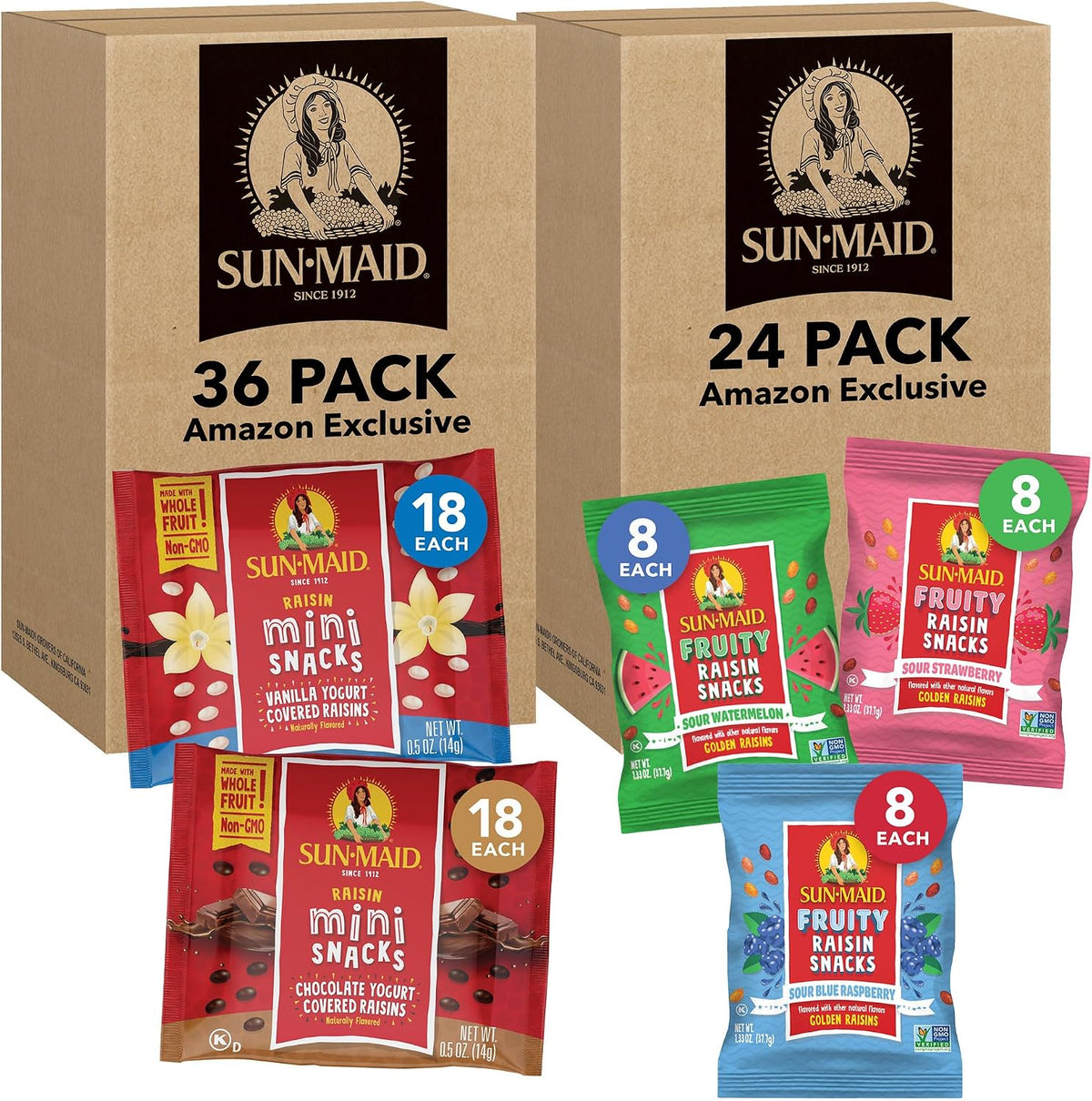 Back of Sun-Maid packaging showing nutritional information and ingredients.
