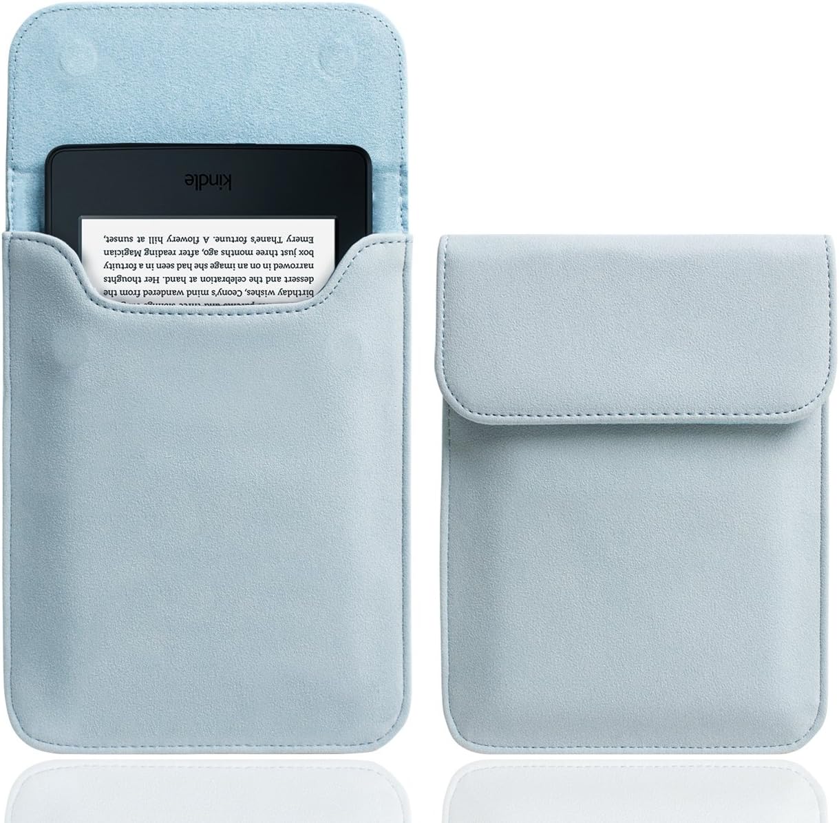 Walnew 6 inch Kindle sleeve front view in light blue