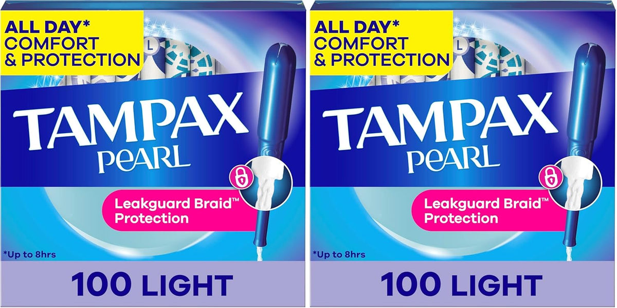 Tampax Pearl Tampons Light Absorbency with BPA-Free Plastic Applicator and LeakGuard Braid, Unscented, 50 Count - Image 9