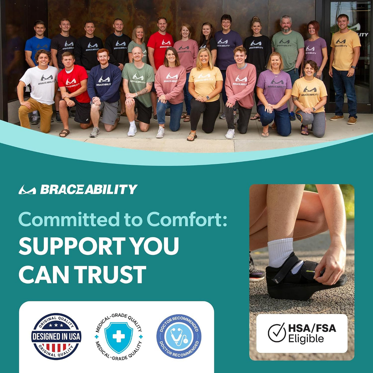 BraceAbility foot offloading shoe worn on foot