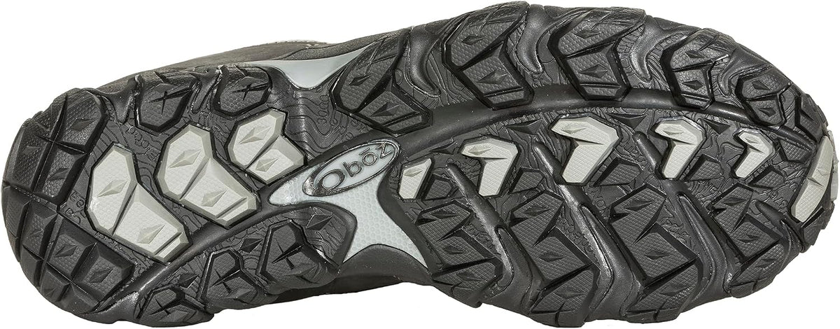 Oboz waterproof hiking shoe rubber outsole tread pattern detail