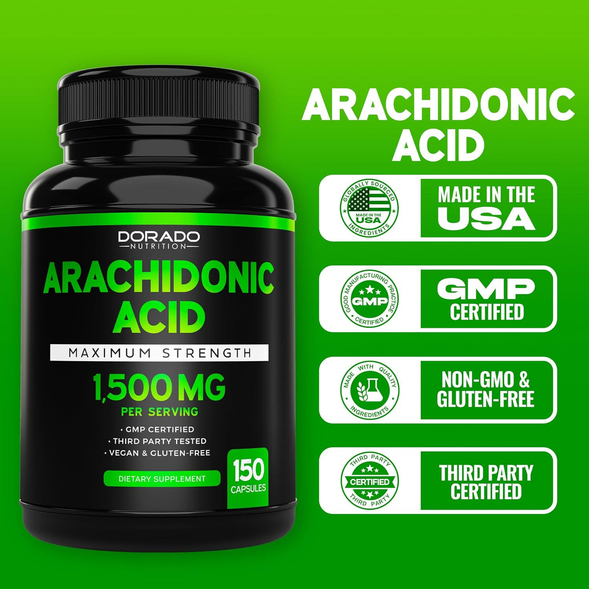 DORADO NUTRITION Epicatechin Extract 750mg Per Serving - (120 Capsules) and Arachidonic Acid Supplement 1500mg (150 Capsules) - Image 9