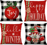 ONFAON Christmas Decorations - Christmas Pillow Covers 18x18 Set of 4, Holiday Christmas Decor Home Sofa Couch Cushion Indoor Decorations - Image 13