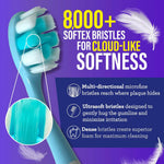 Close up of ultra soft Softex bristles on toothbrush head