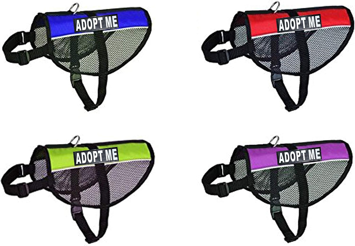 Doggie Stylz Adopt Me mesh vest harness front view with reflective patch