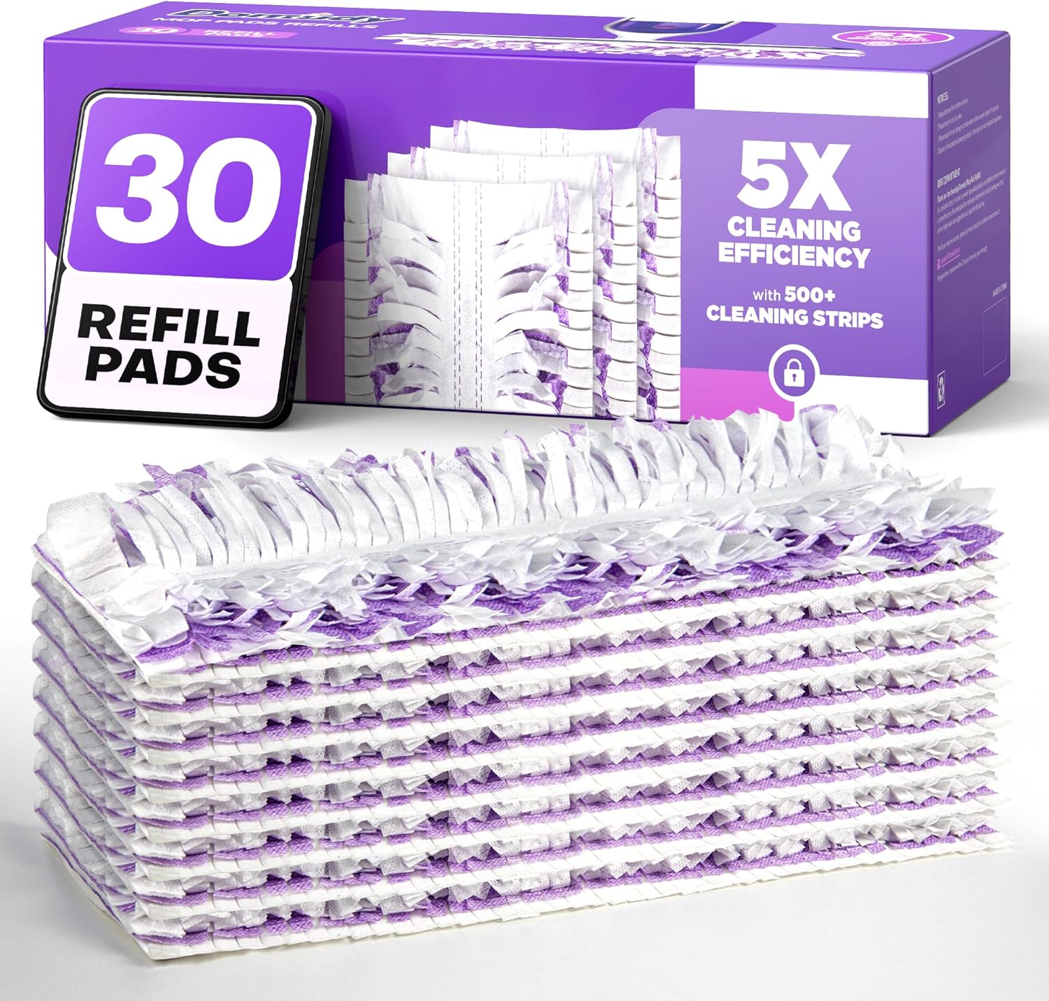 Domudy Multi Surface PowerMop Refill Pads front view of package showing thirty count label.