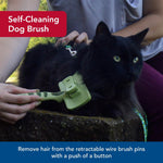 Ergonomic comfort grip handle of the Coastal pet grooming slicker brush.