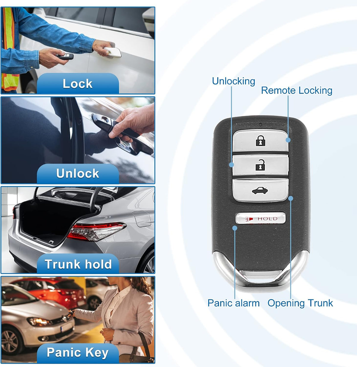 X Autohaux proximity key fob showing button layout and silver trim