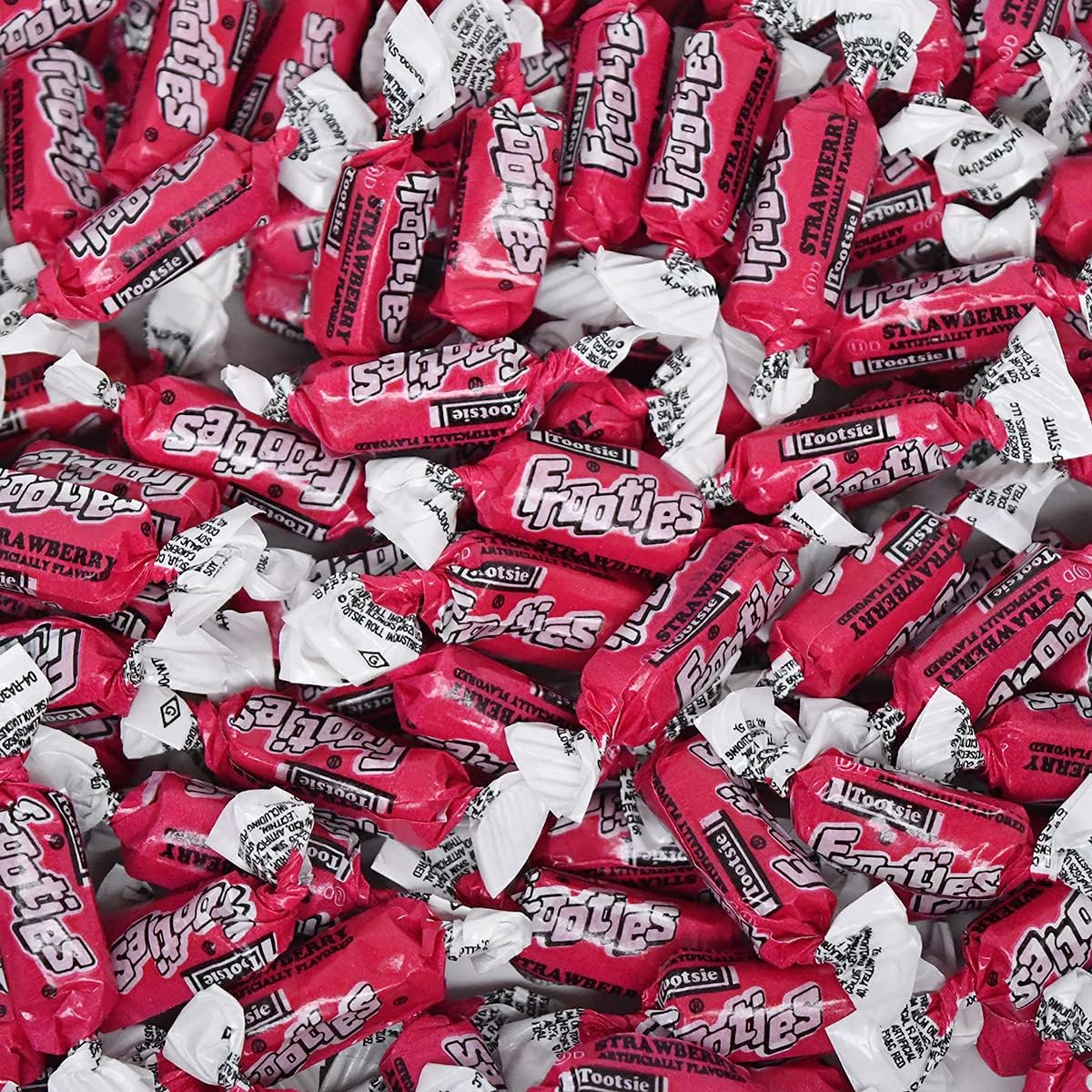 Tootsie Roll Strawberry Frooties bulk package back nutritional information