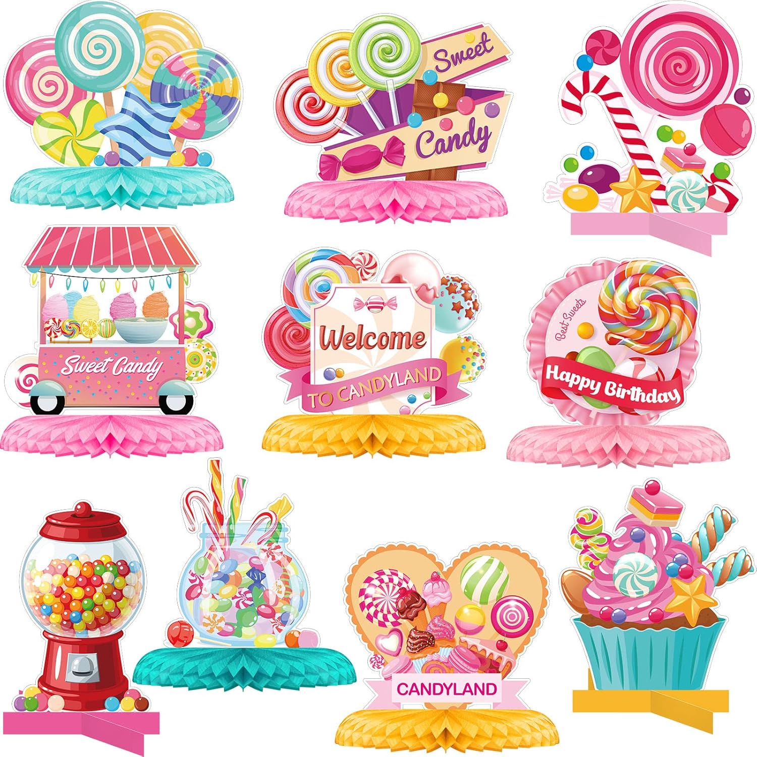 Marspark 10 pieces Candyland party decorations front view