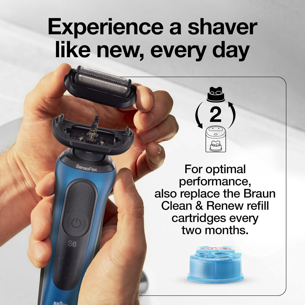 Braun Series 5 replacement head installed on handle