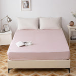 Aojim Pure Cotton Pink Grids Fitted Sheet front view