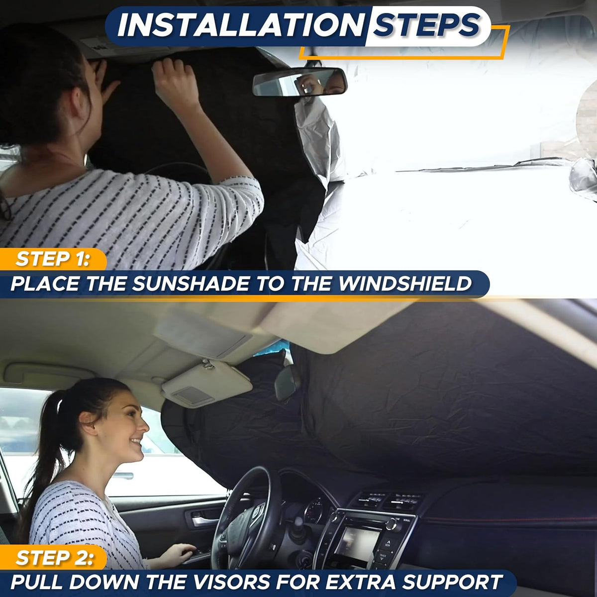 EcoNour car sun shade packaging and included accessories