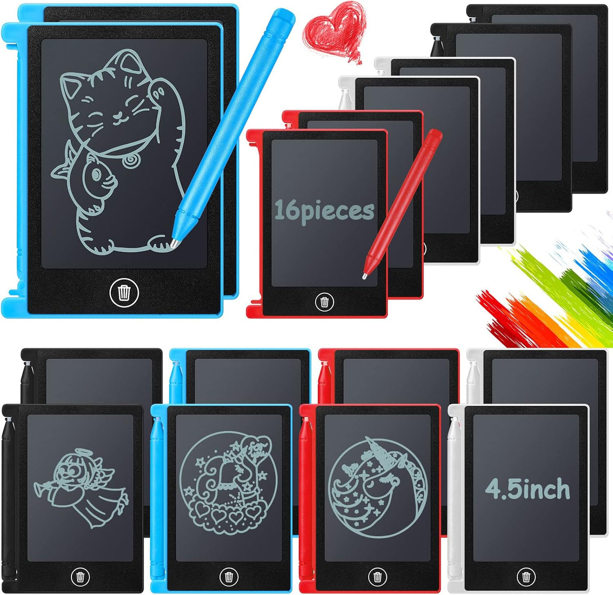 Nezyo 16 Pieces 4.5 Inch Mini LCD Writing Tablet front view