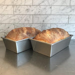 USA Pan silver nonstick bread pan close up of corrugated surface
