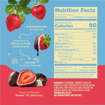 Close up of frozen chocolate covered strawberries showing dark and white layers