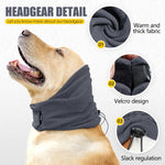 Adjustable pet ear protection snood for dog anxiety relief during thunderstorms