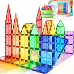 Coodoo Magnetic Tiles starter pack front view showing colorful translucent building blocks.