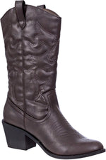 Cowboy Boots for Women Mid-Calf Boot Embroidered Stiching Western Cowgirl Boots Low Stacked Heel - Image 10