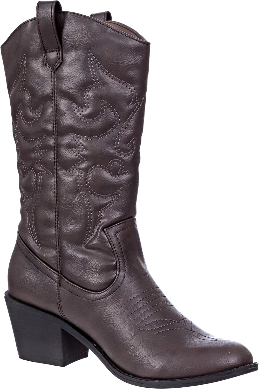 Cowboy Boots for Women Mid-Calf Boot Embroidered Stiching Western Cowgirl Boots Low Stacked Heel - Image 10