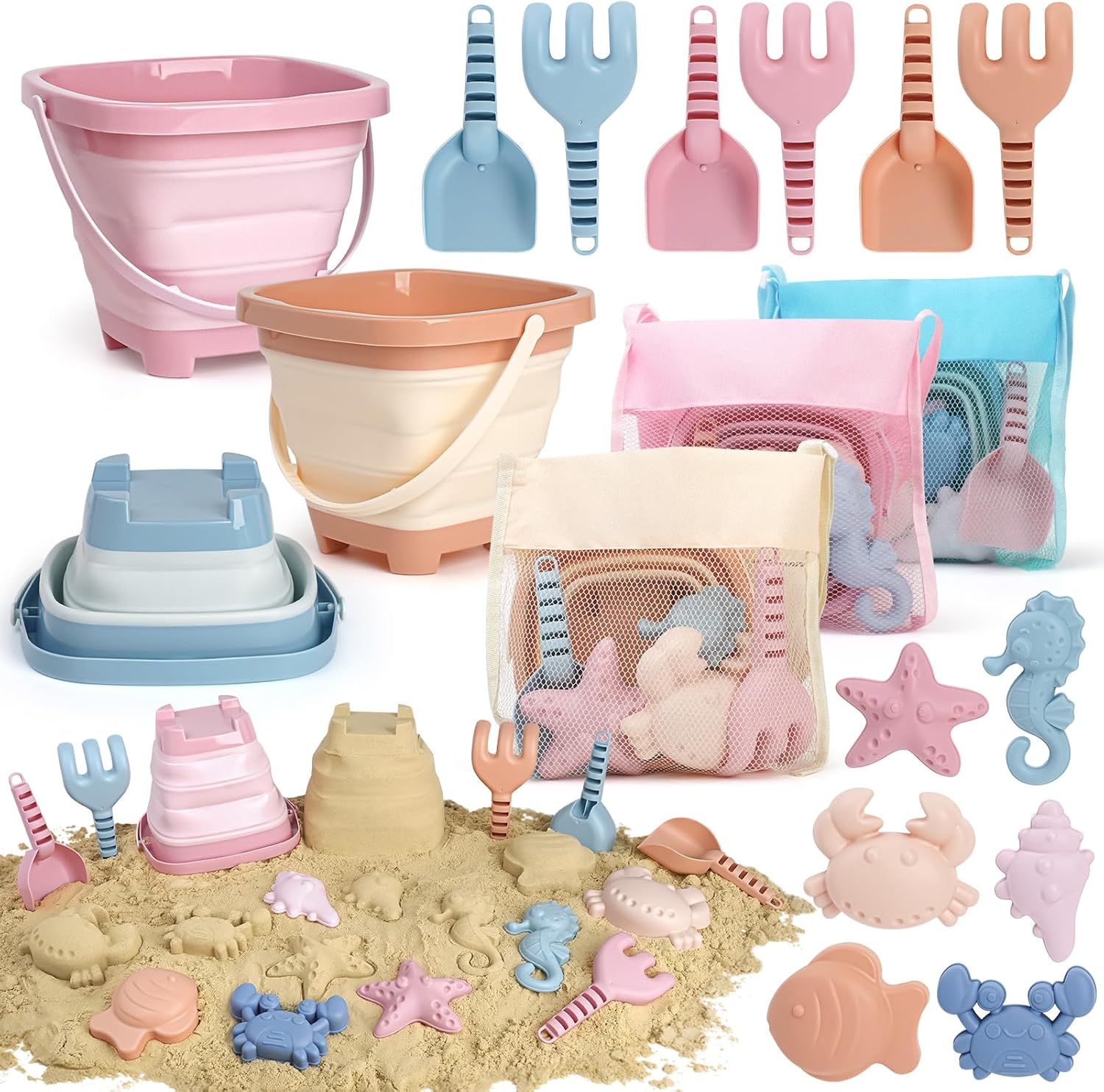 Dreamon collapsible beach toy set with 18 pieces for kids