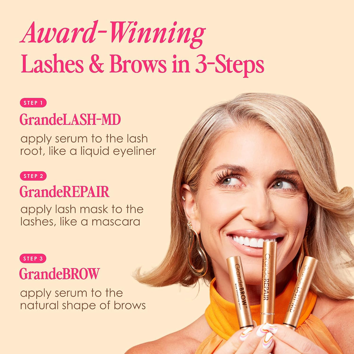 GrandeLASH-MD lash enhancing serum mini tube close up.