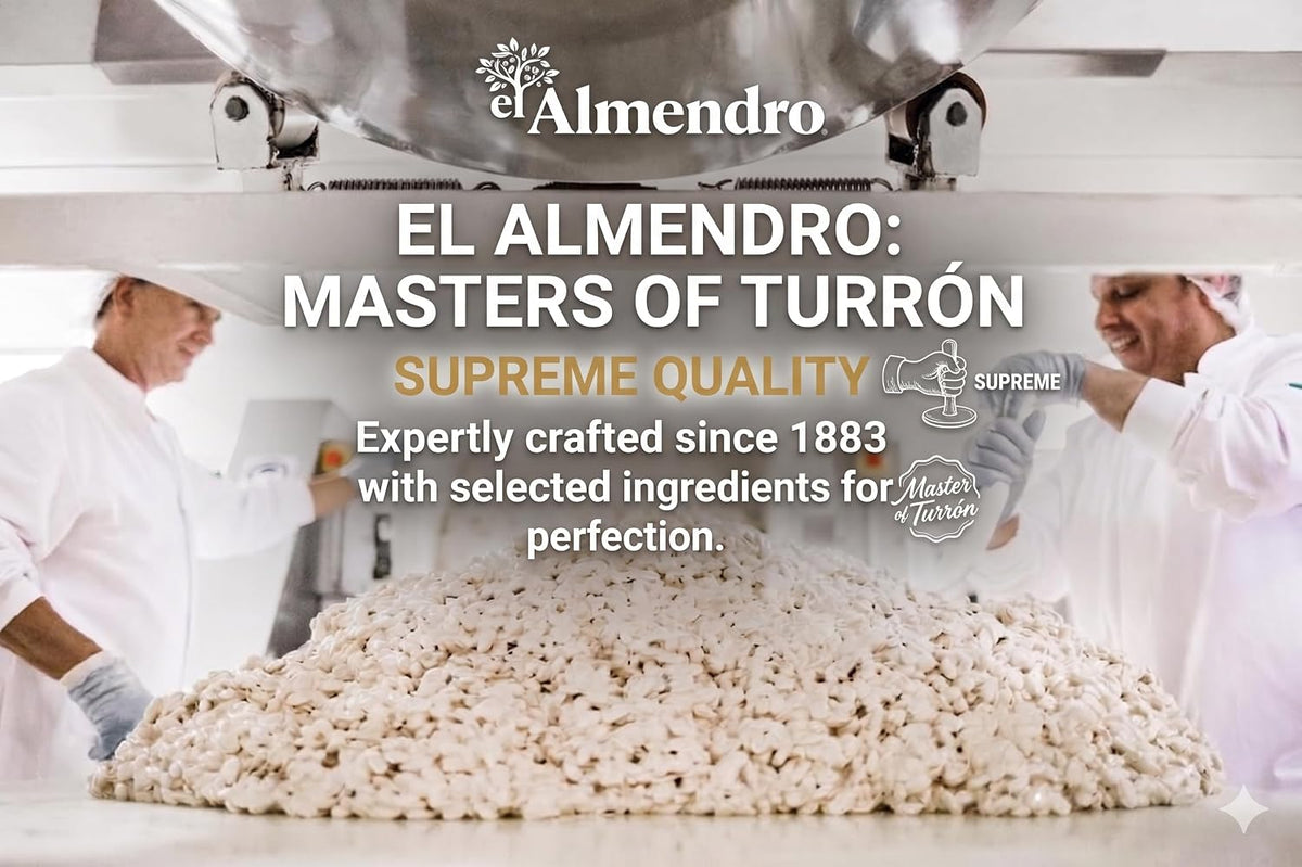 Gourmet Spanish El Almendro crunchy almond nougat dessert bars for holiday baskets.