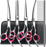 TINMARDA Dog Grooming Kit, Professional Stainless Steel Dog Grooming Scissors with Curved Shears, Pink Finger Rings - 4 Piece Sharp Durable Pet Shears for Dogs Cats At Home Salon-Quality Grooming - Image 9