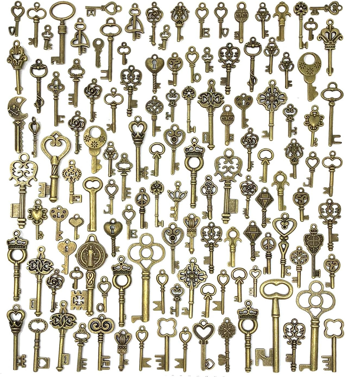 Jialeey vintage skeleton key charms front view jewelry making