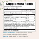 Micro Ingredients zinc carnosine supplement facts label