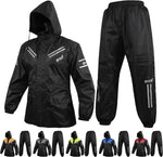 Bykr waterproof motorcycle rain suit front view with jacket and pants