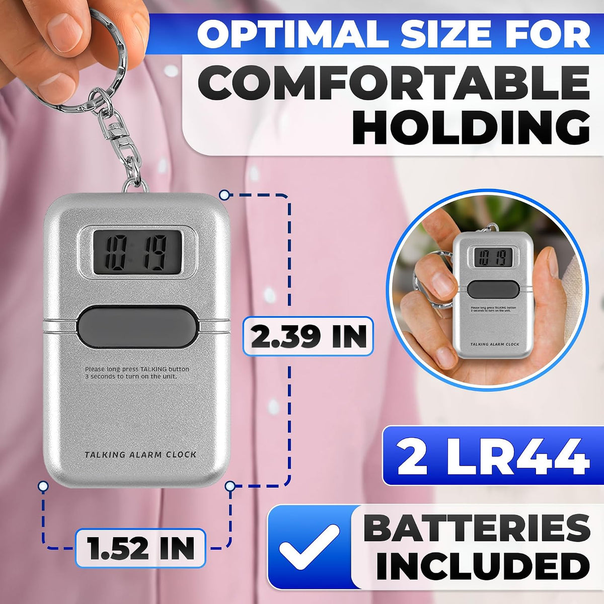 NADOBA talking clock keyring attachment and side profile