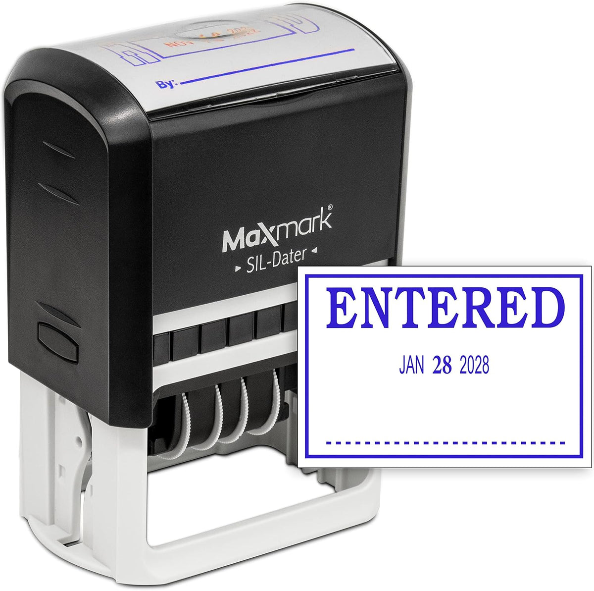 MaxMark Large Self-Inking Rubber Date Office Stamp with Received Phrase & Date - Blue/Red Ink, 12-Year Band - Style 5 - Image 13