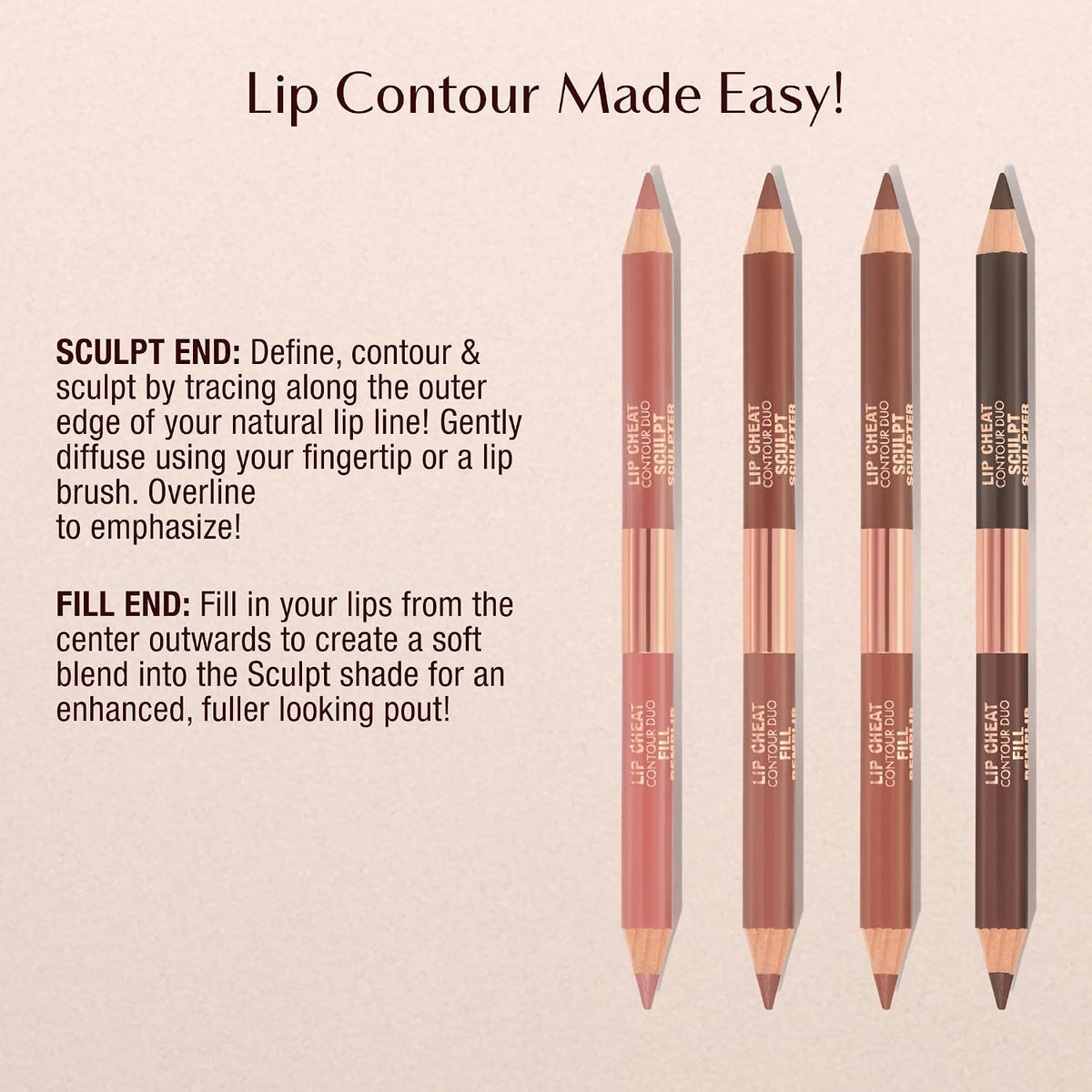 Applying Charlotte Tilbury lip cheat contour liner for anti feathering barrier