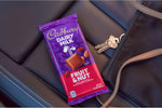 Kosher certified Cadbury Dairy Milk Fruit and Nut candy bar.