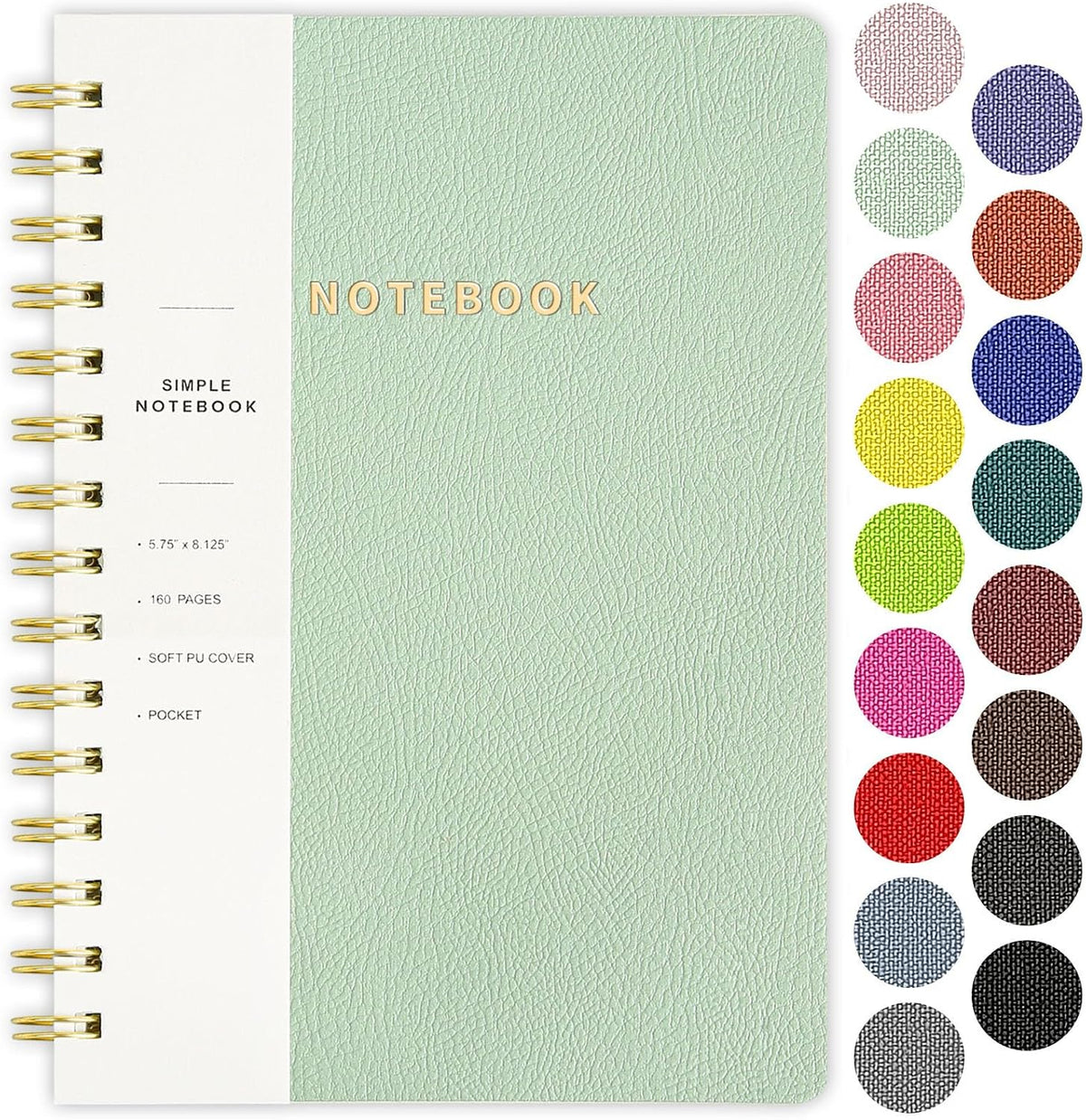 Spiral Notebook-5.75" x 8.125" College Ruled Journal with Inner Pockets and 160 Pages,PU Leather Cover Business Journal, Twin-Wire Binding Notebook Perfect for Office & Home School Supplies 3 pack ArmyGreen ReefBlue Black - Image 13