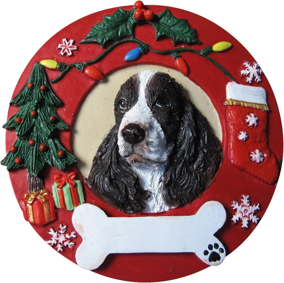 E And S Pets Springer Spaniel ornament front view holiday tree decor
